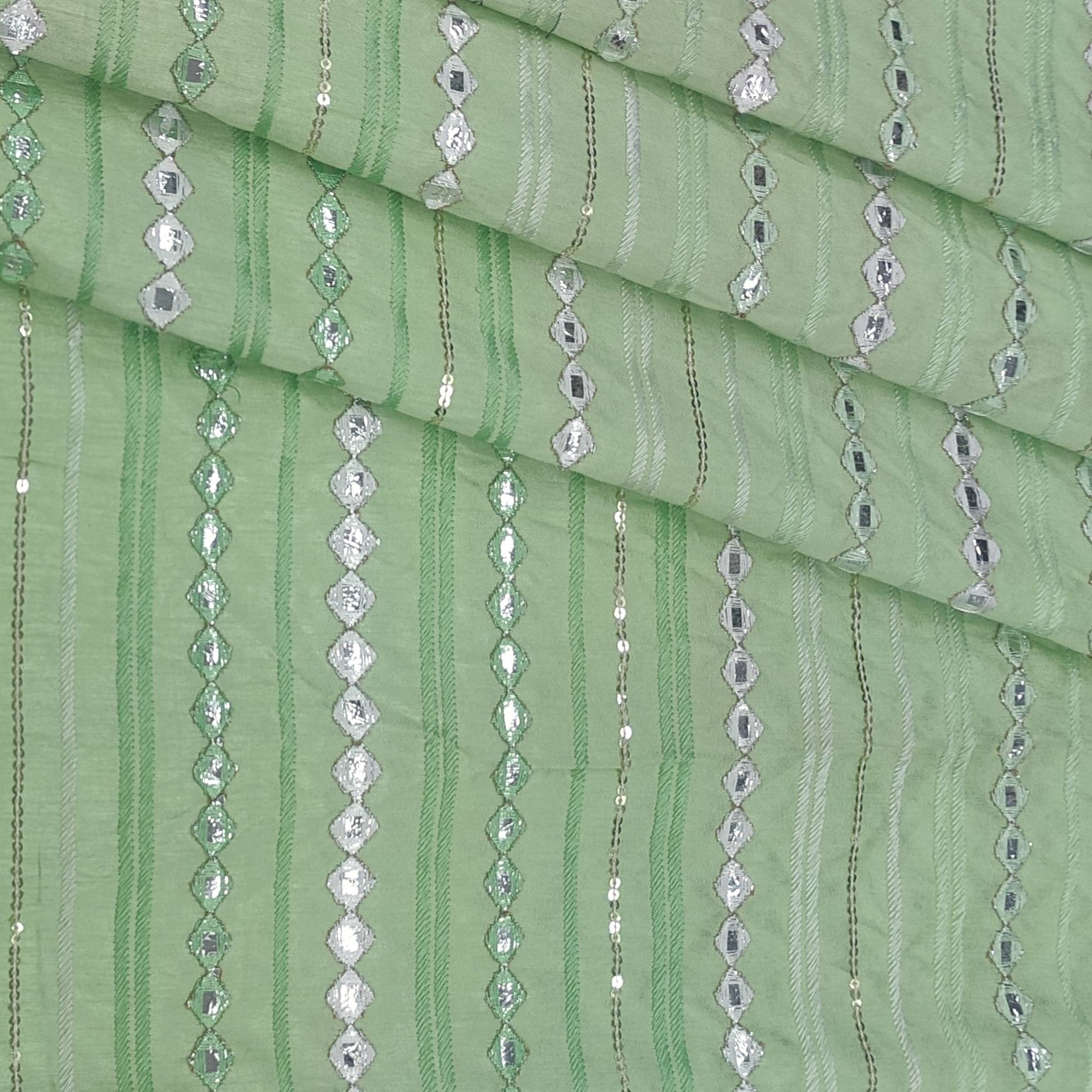 Kurta Fabric ManTire Designer Silk Embroidery Colour Mint Green